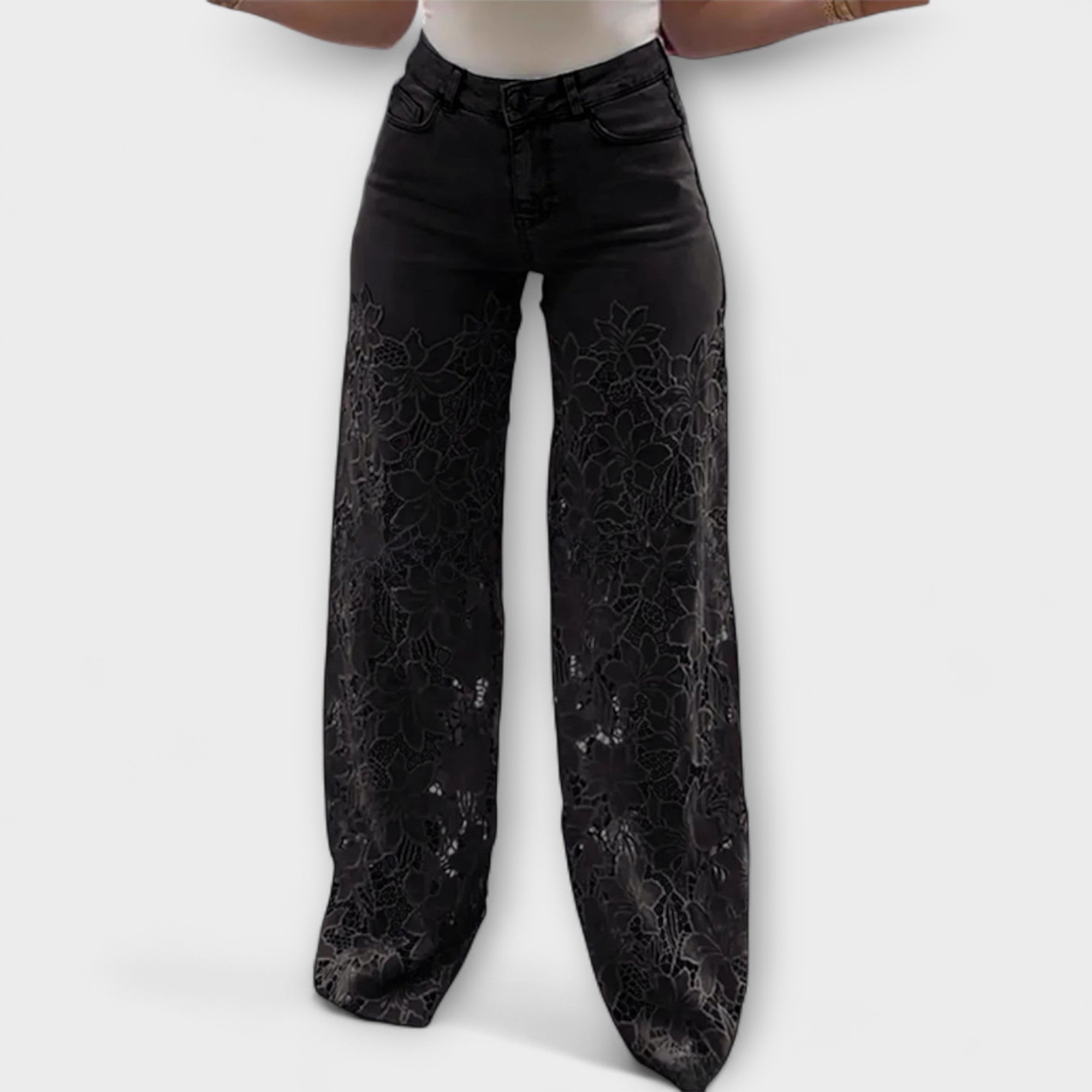 Patchwork jeans with lace in fashion