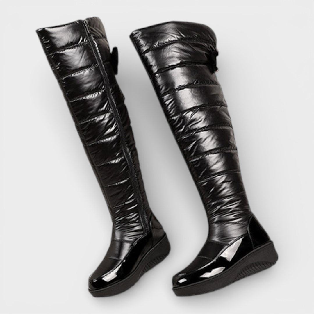 Janeth | Women's Warm Waterproof Tall Boots with Decorative Stripe