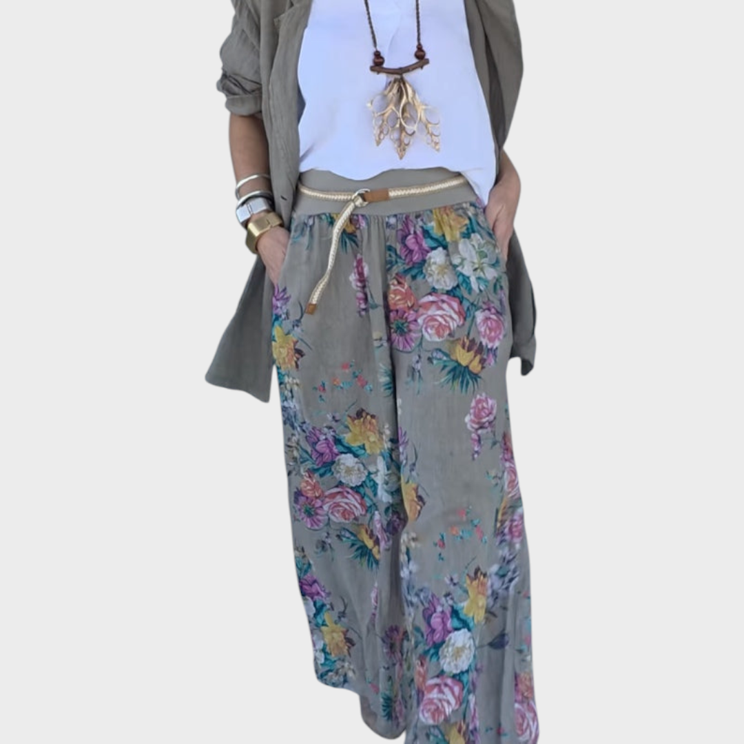 Wilma | Green Jacket and Pants Set with Flowers