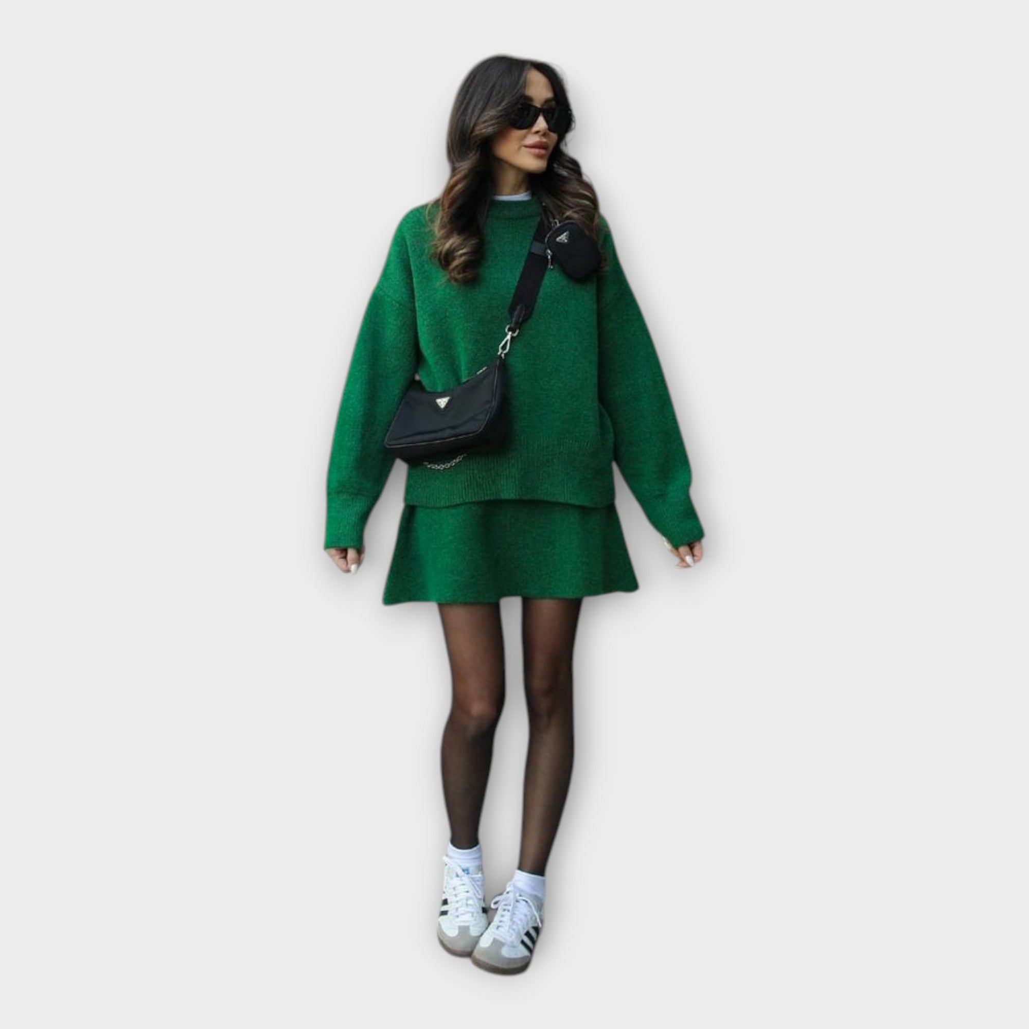 Knitted Blouse and Skirt Set with a Modern Line