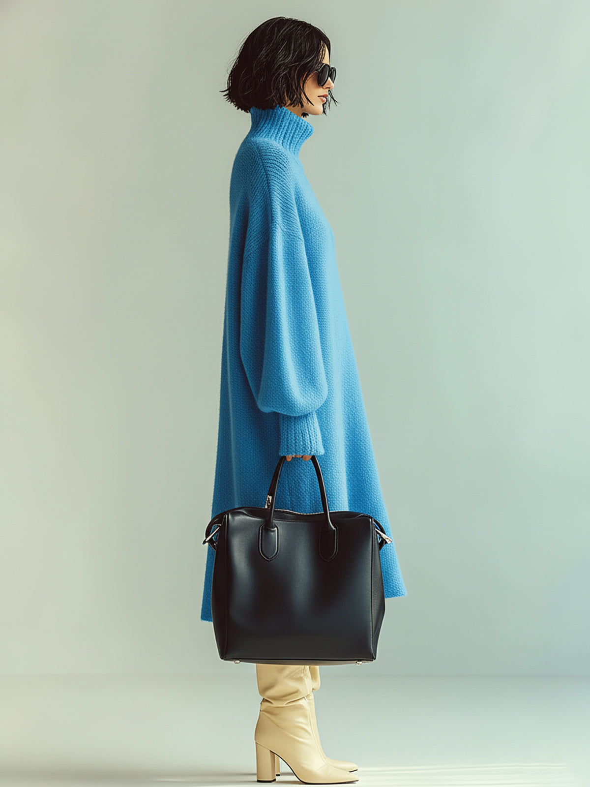 Ohneia | Midi Dress Red Blue Blouse with Long Sleeves Oversized