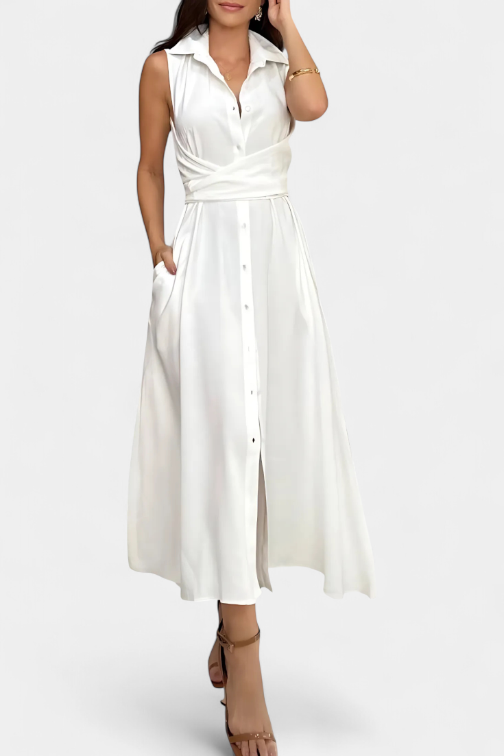 Meryl Shirt Dress with Buttons and Adjustable Belt