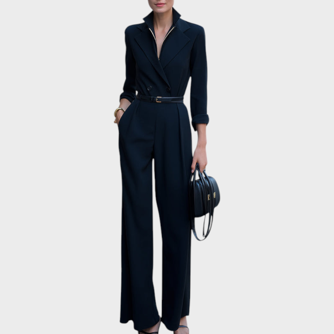 Maristella | Double-Breasted Belted Jumpsuit With Wide-Leg Trousers