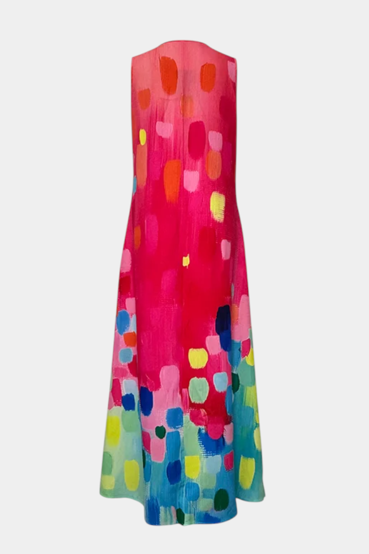 Enna Multicolor Sleeveless Dress with V-Neck