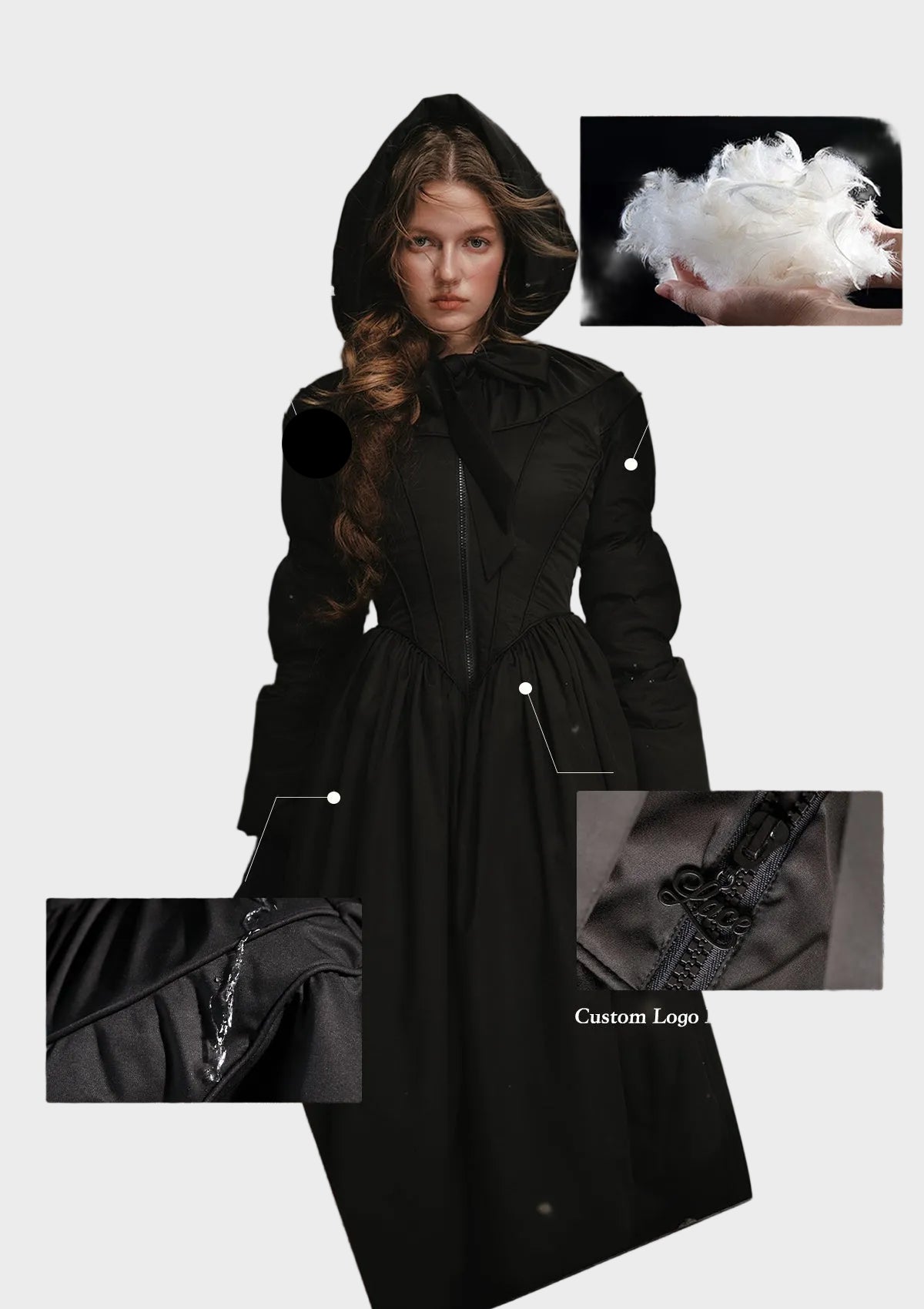 Victoria - Black and white Warrior down jacket