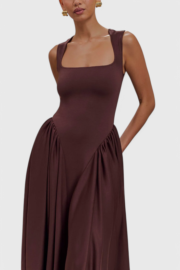 Verona Midi Dress with Square Neckline