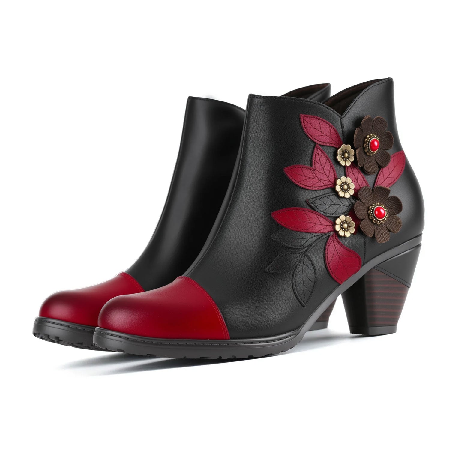 Brooklyn - Retro Boho Floral Charm Ankle Boots