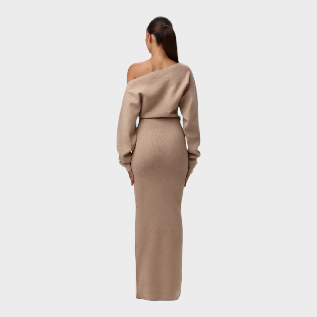 Hillary |Knit Off-Shoulder Maxi