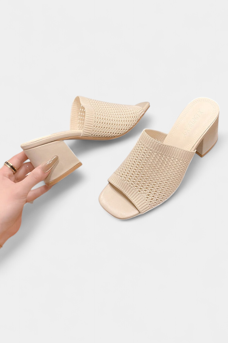 Christy Square Mesh Heel Sandals