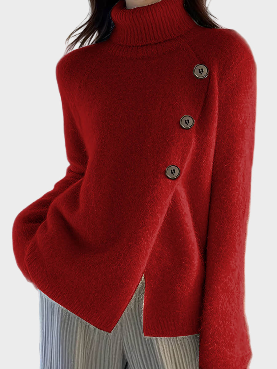 Women's Wool Sweater Blouse Long Sleeve Loose Solid Color