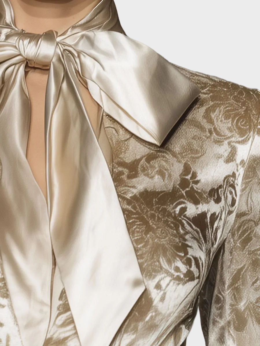 Rachel - Elegant and sophisticated velvet printed shirt in champagne color