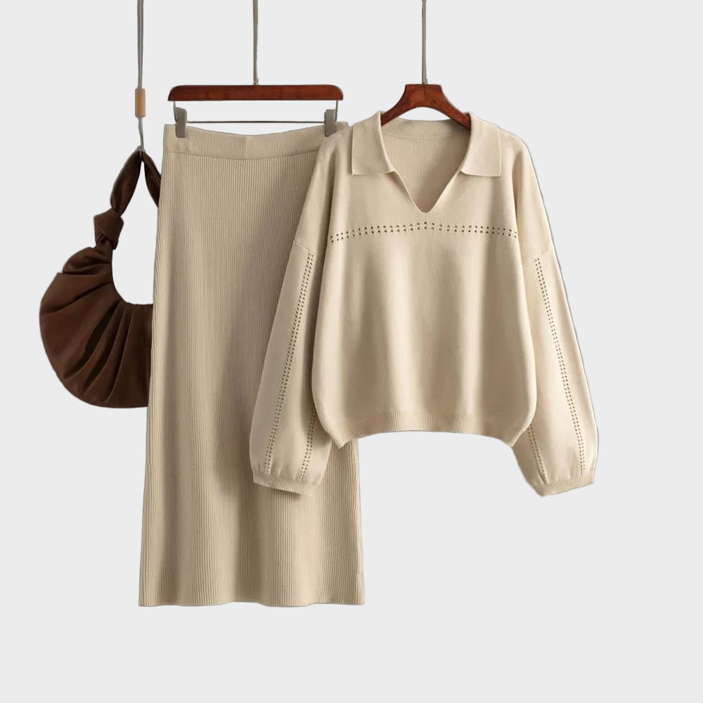 Aster - Premium Woolen Coord Set - Sweater with Skirt