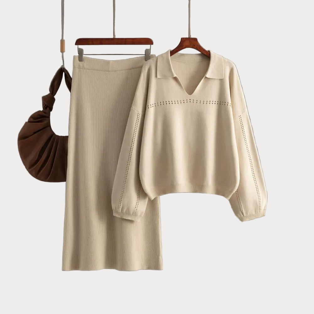 Gertrud | Luxury Wool Blend Set - Knit with Skirt