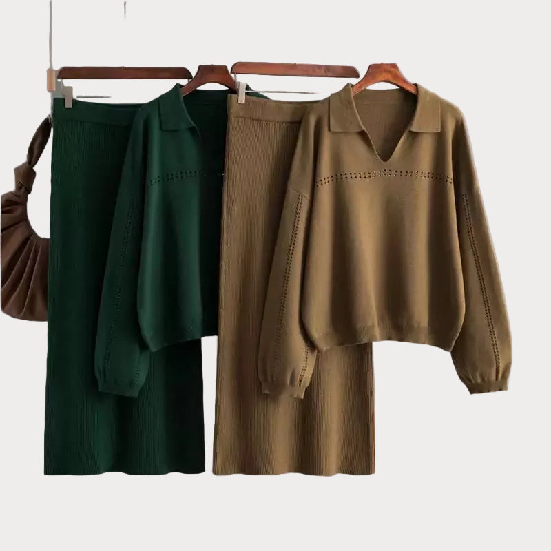 Gertrud | Luxury Wool Blend Set - Knit with Skirt