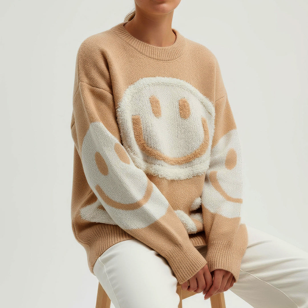 Paula - Oversized Fuzzy Smile Sweater