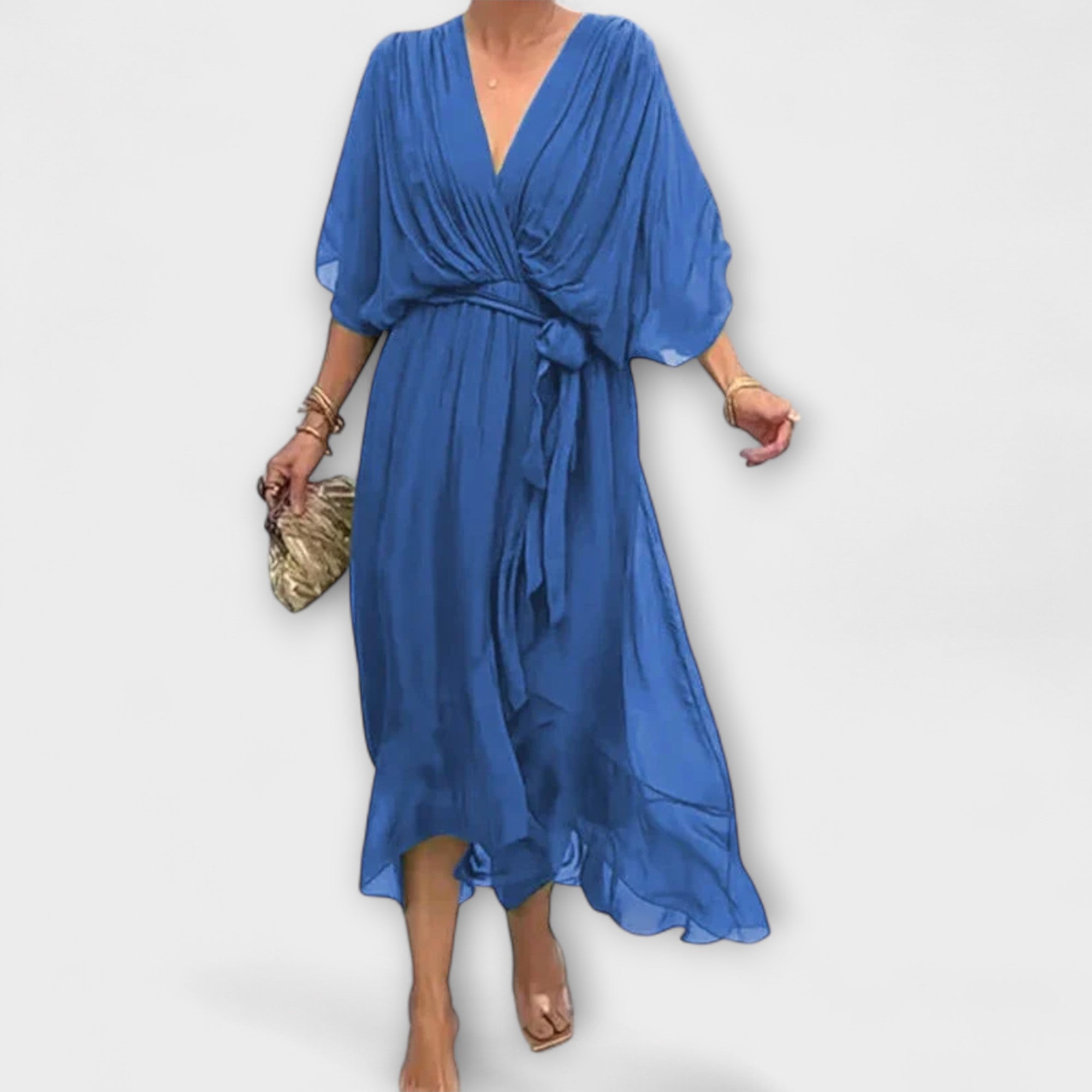 Amoura — Chiffon Dress with V Neckline