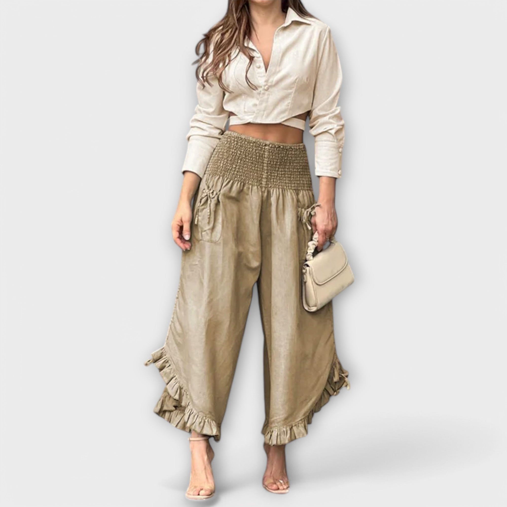 Jaya - Loose linen trousers with modern pleats