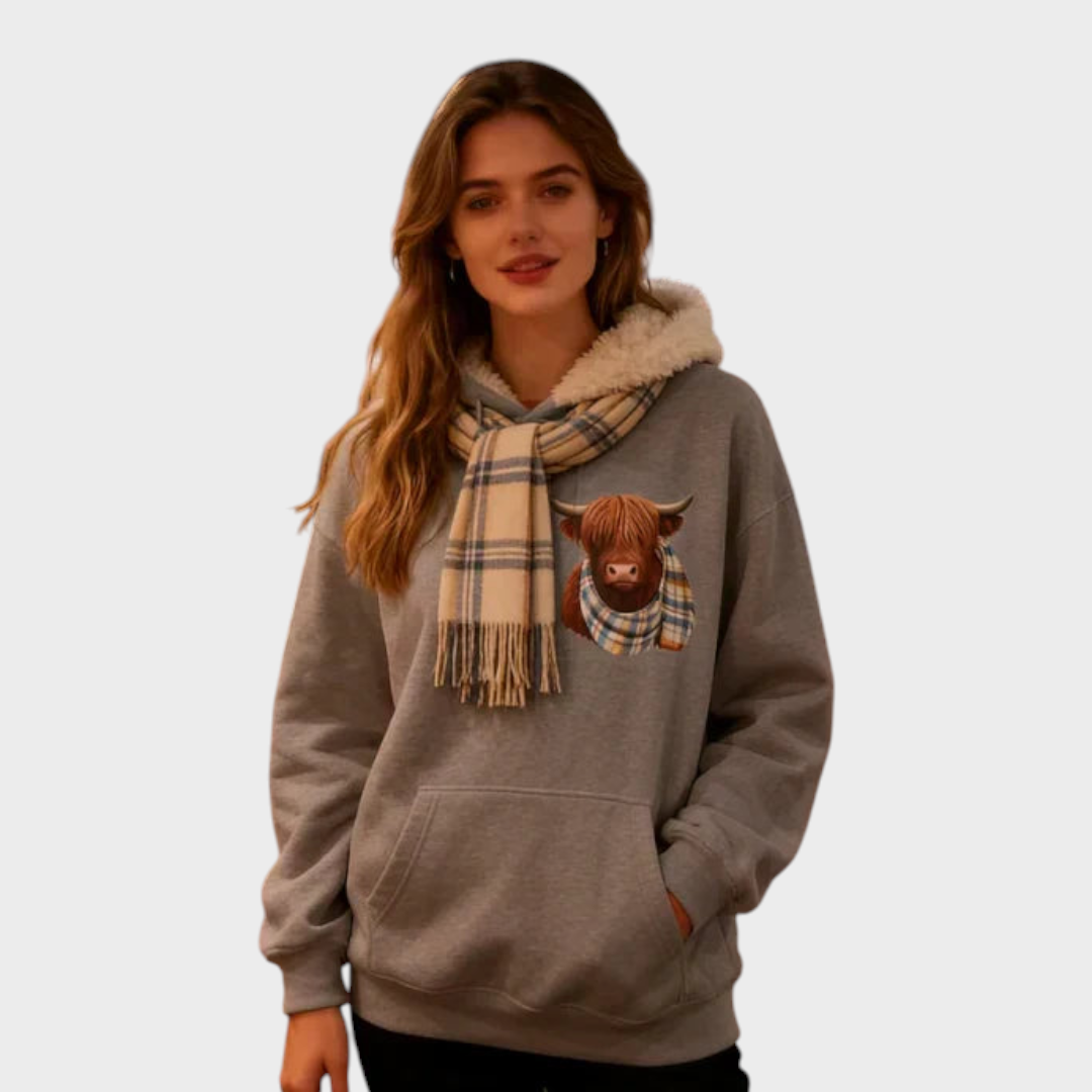 Georgina | Sweet Highland Cow Cozy Hoodie