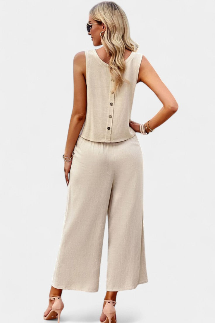 Lavinia Boho Set with Airy Top and Shorts made of Linen and Cotton