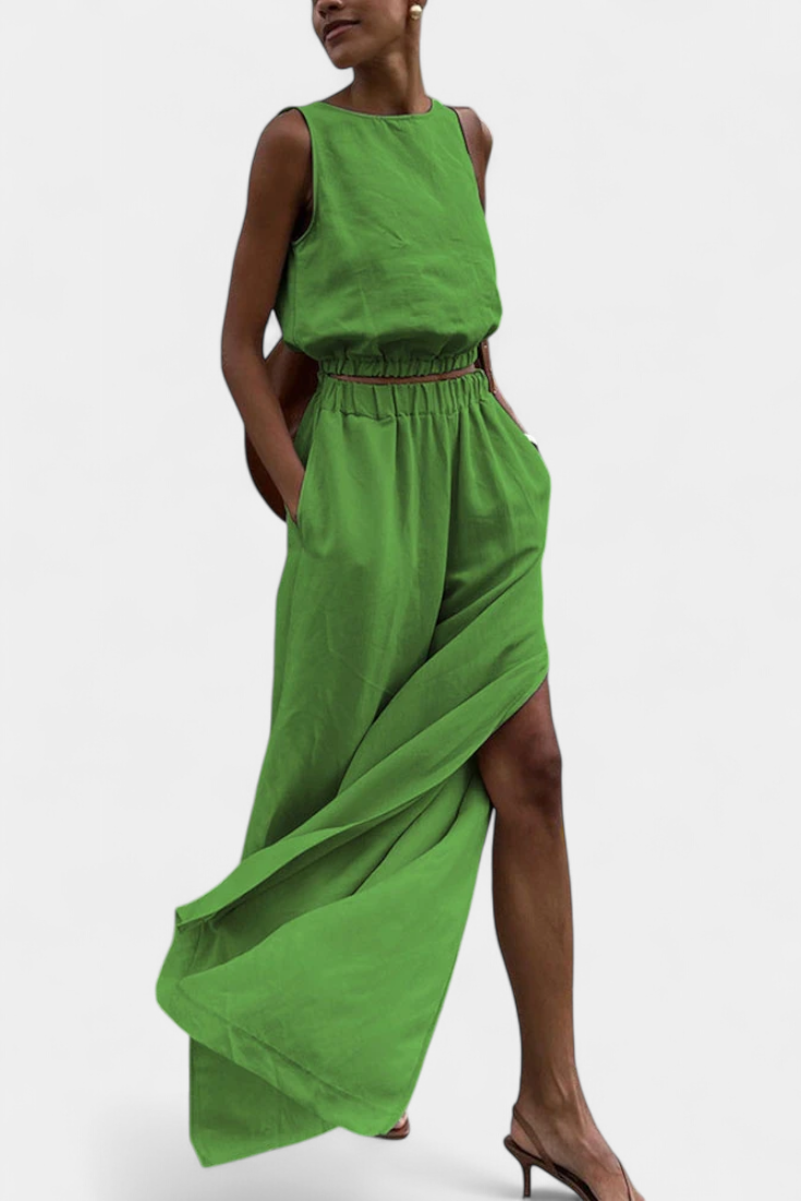 Portia Cotton and Linen Set with Side Opening