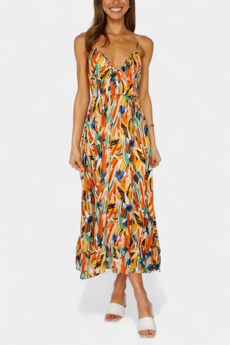 Fiona Midi Dress with Vibrant Pattern