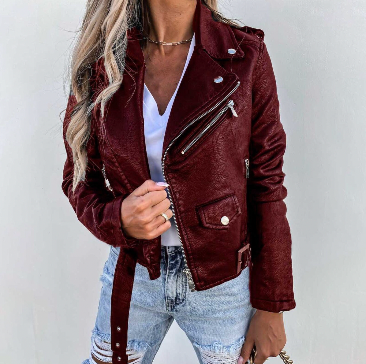 Adira Faux-Leather Moto Jacket