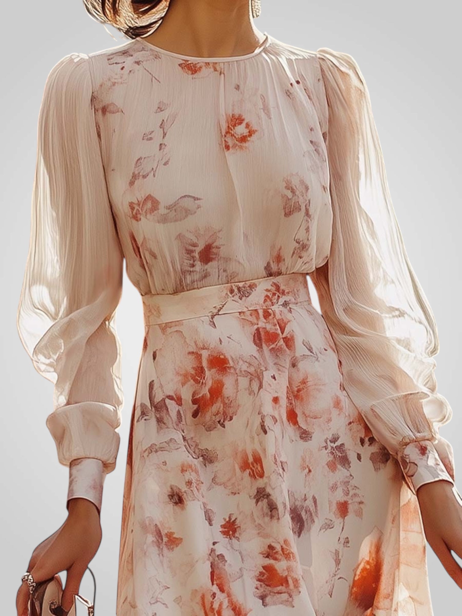 Freia | Elegant Floral Pleated Dress with Short Sleeves
