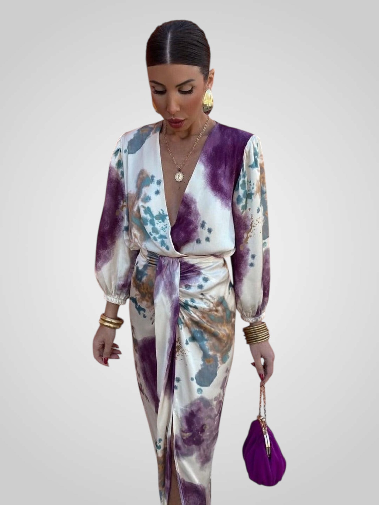 Bella | Women's Wrap Dress with Multicolored Pattern