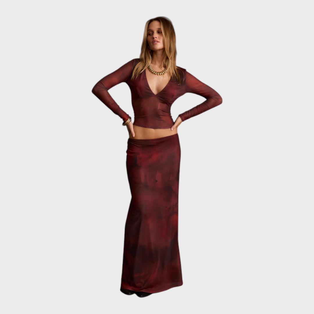 Zaria | Mulberry Blur Mesh Top