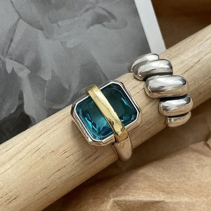 Silver Ring with Blue Zircon