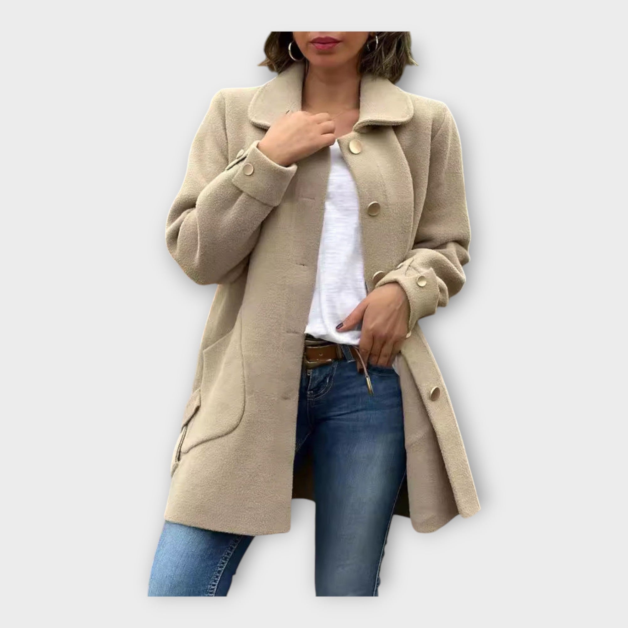 Long Coat with Classic Line and Buttons