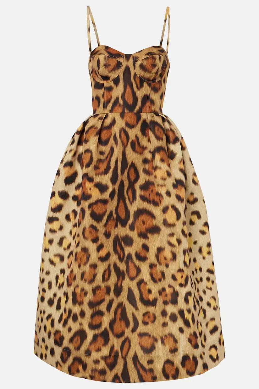 Tiana Midi Dress Bust with Leopard Print
