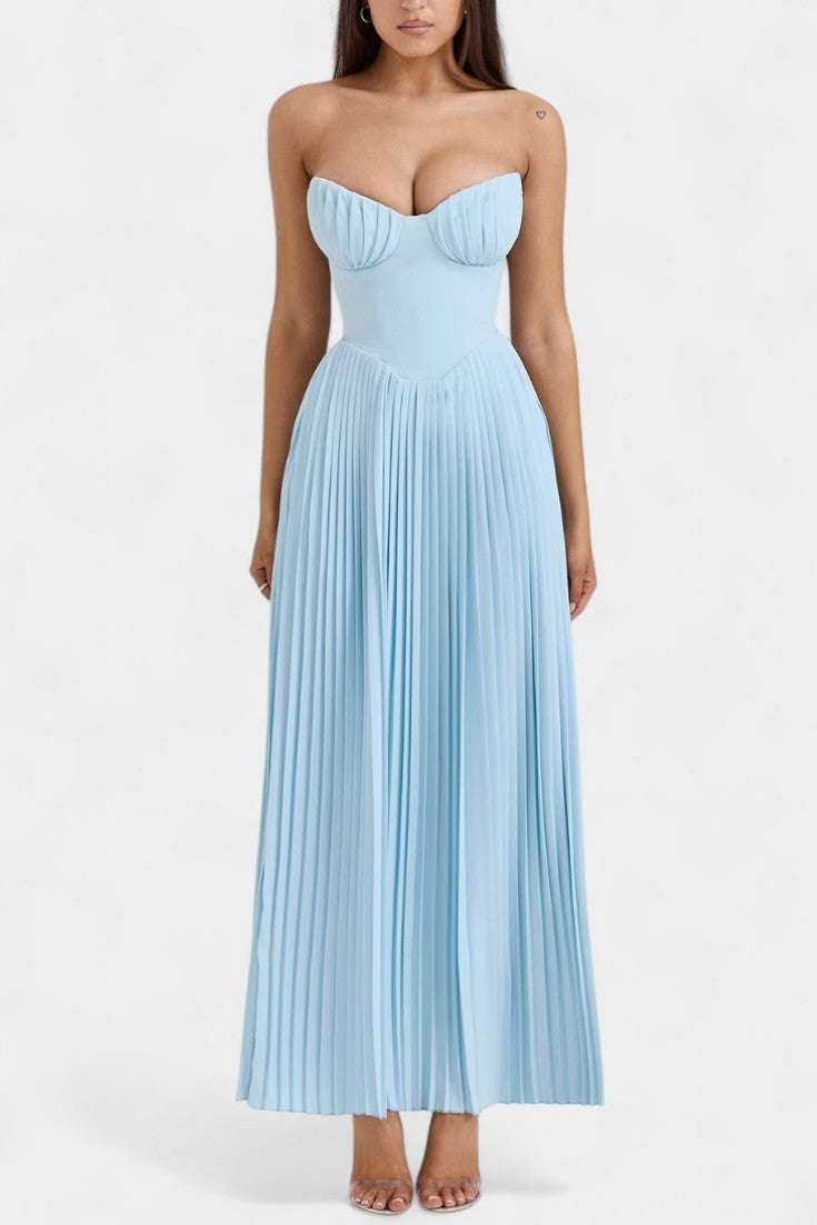 Seraphina Pleated Strapless Dress with Bust