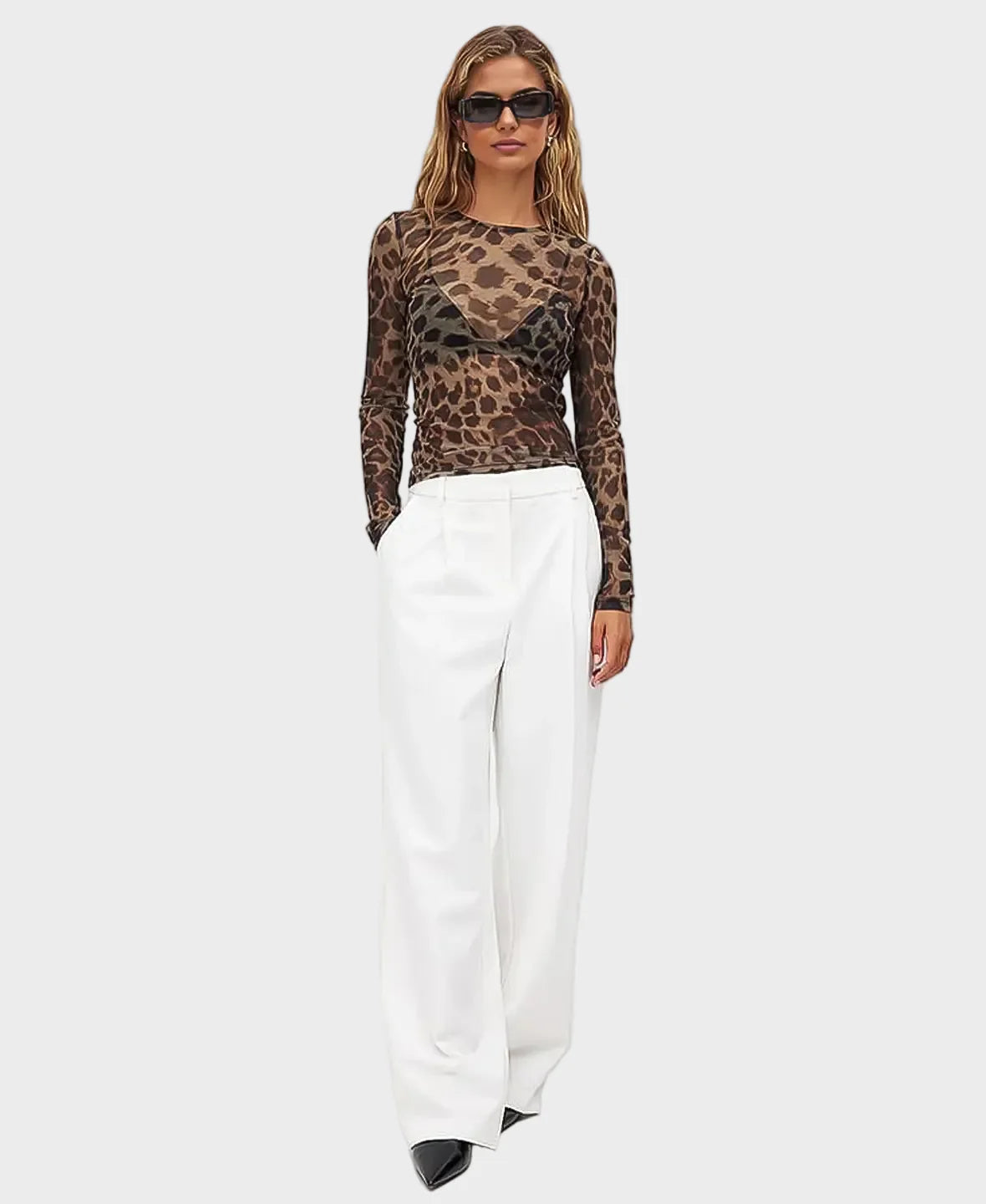 Sharpey | Sheer Leopard Print Top