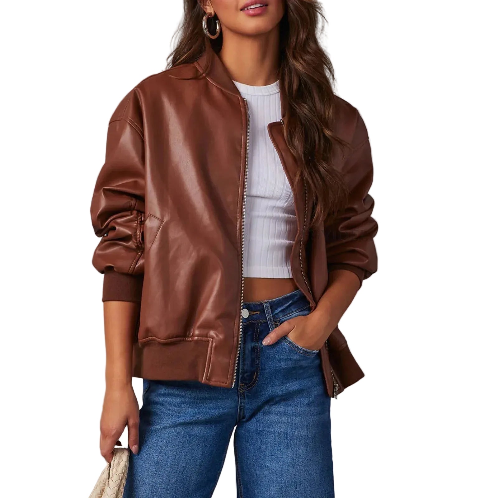 Antonella - Bari Oversized Faux Leather Jacket