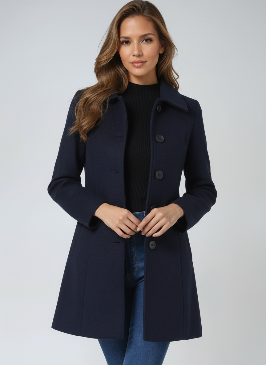 Josephine | women's trendy winter coat with one row of buttons