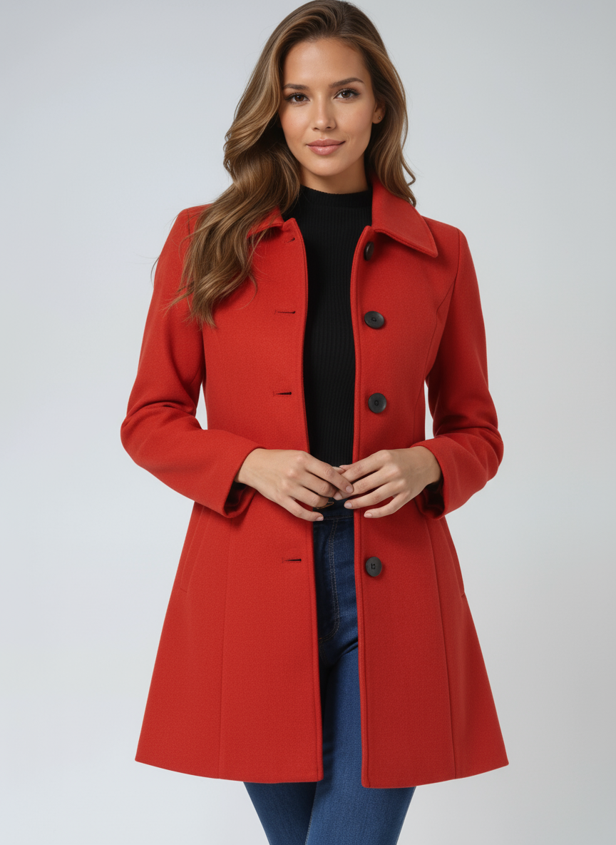 Josephine | women's trendy winter coat with one row of buttons