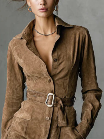 Nalea™ | Modern faux suede throwback dress