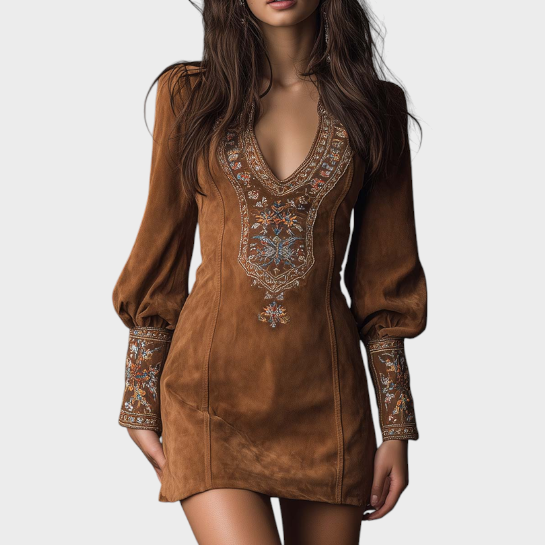 Khloe | Retro Suede Mini Dress