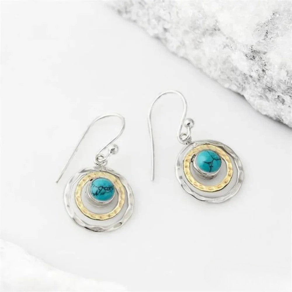 Boho Saturno earrings with turquoise stone