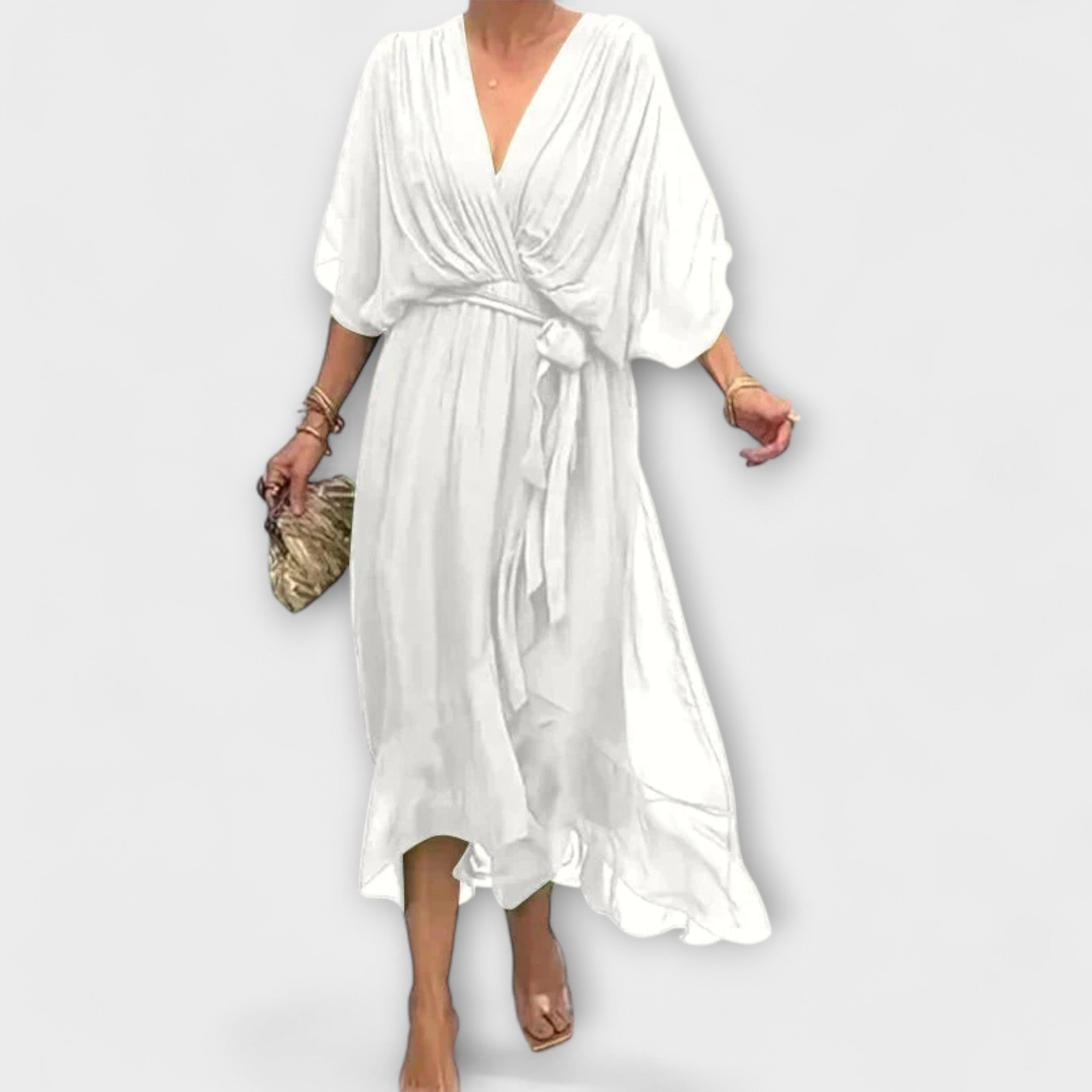 Amoura — Chiffon Dress with V Neckline