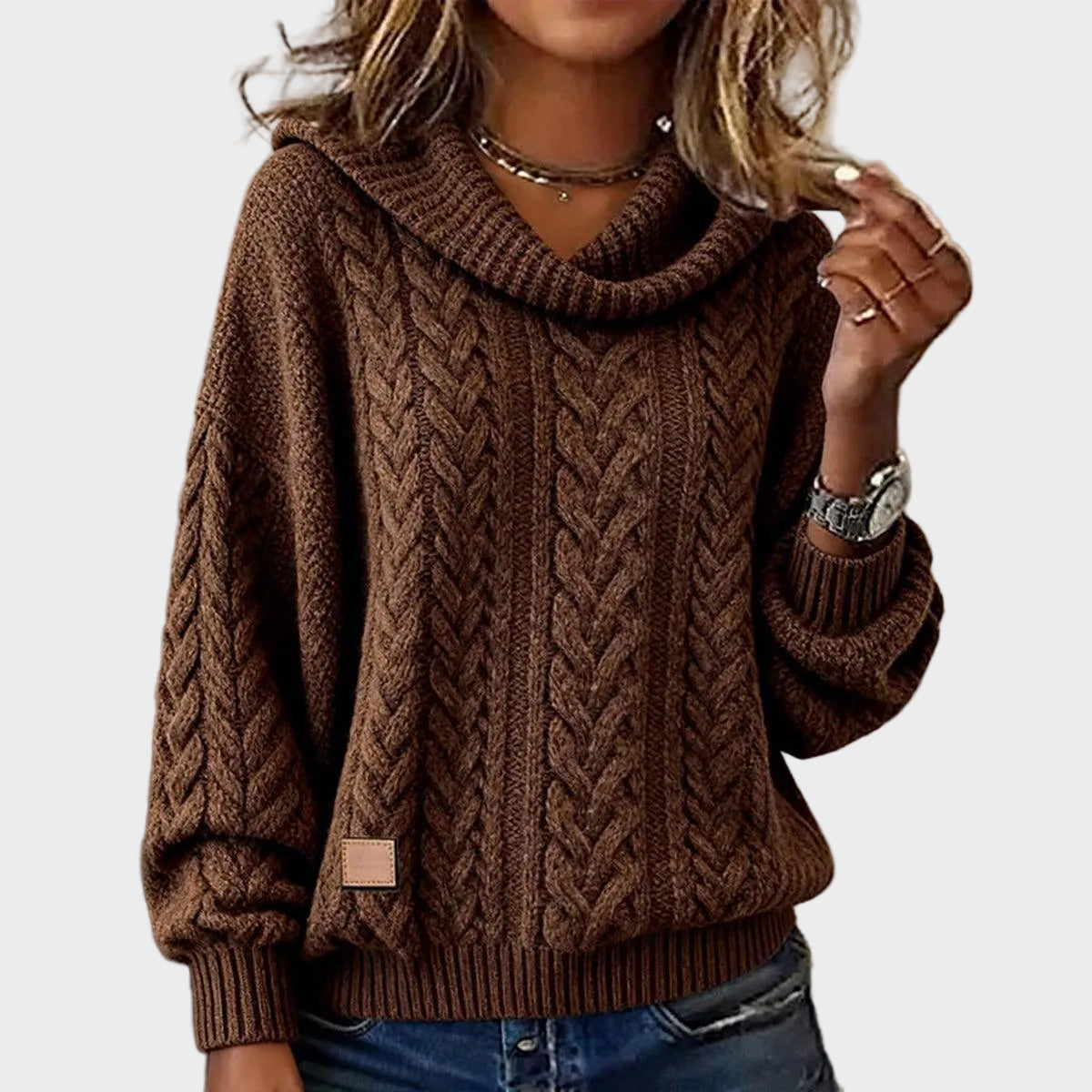 Leslie | Brown Oversized Knitted Blouse (Plain Knit)