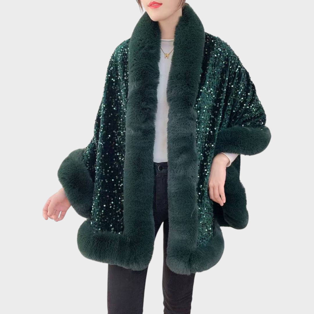 Emmalee | Women's Elegant Shawl with Rhinestones made of Synthetic Fur