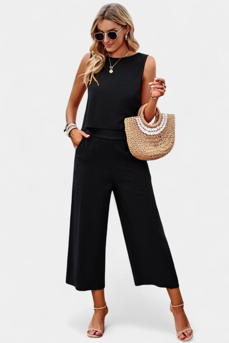 Lavinia Boho Set with Airy Top and Shorts made of Linen and Cotton