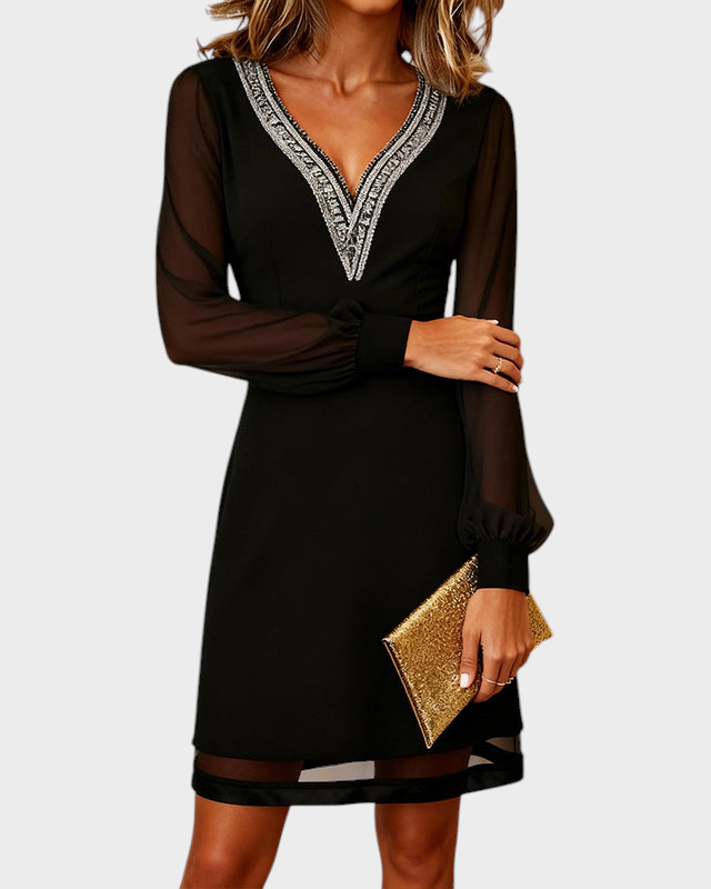 Rica | Slimming Dress with V-Neck and Inserts