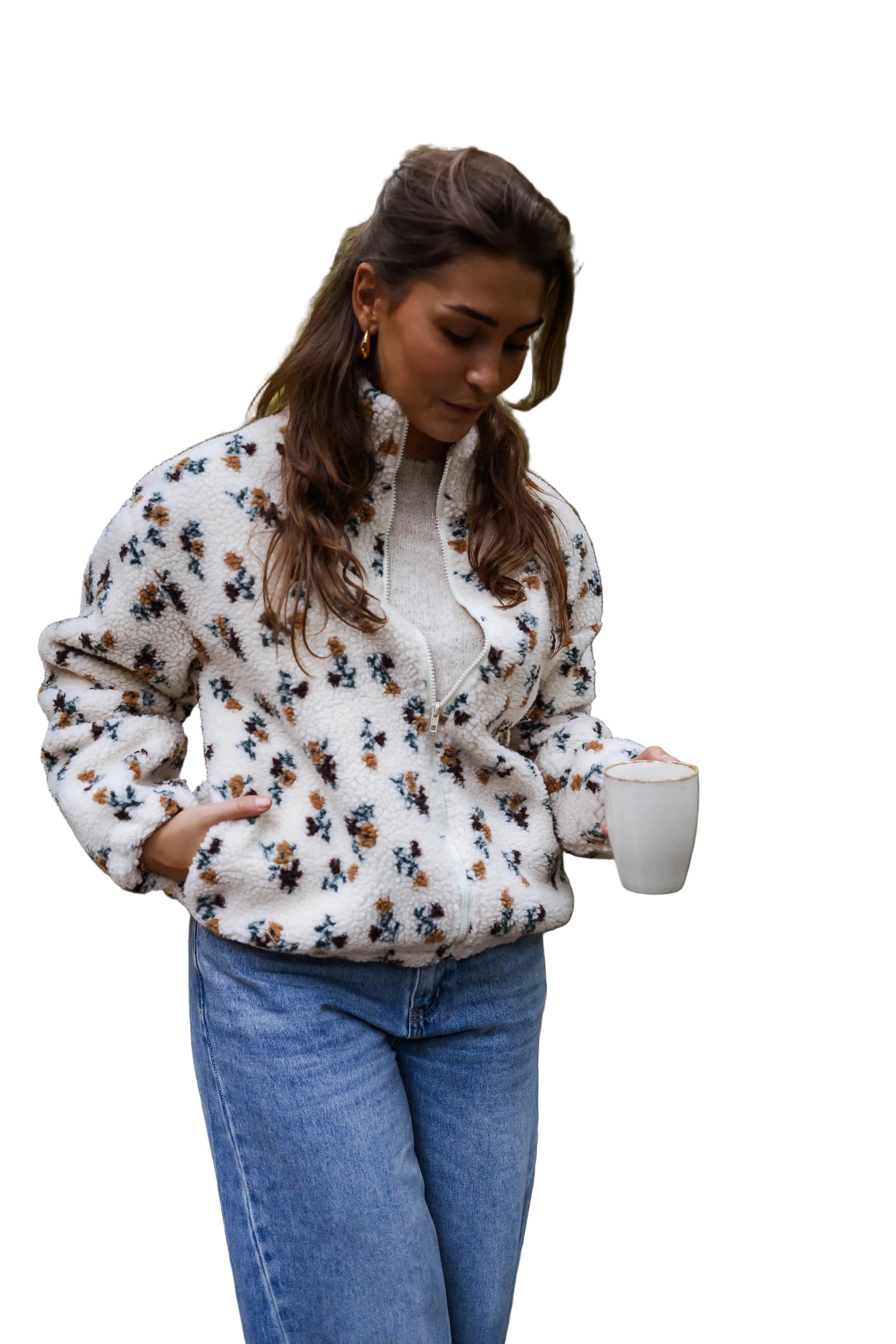 Ecru - Floral Alice Fleece Jacket