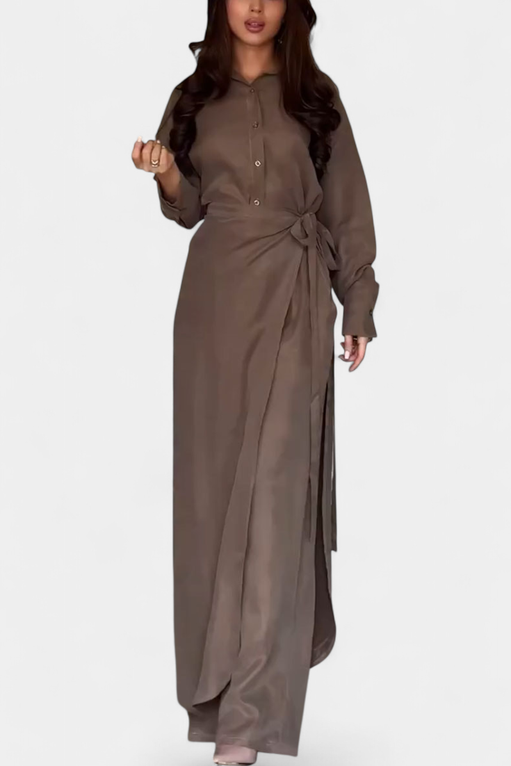 Marisol Casual Set with Loose Shirt and Pants-Skirt