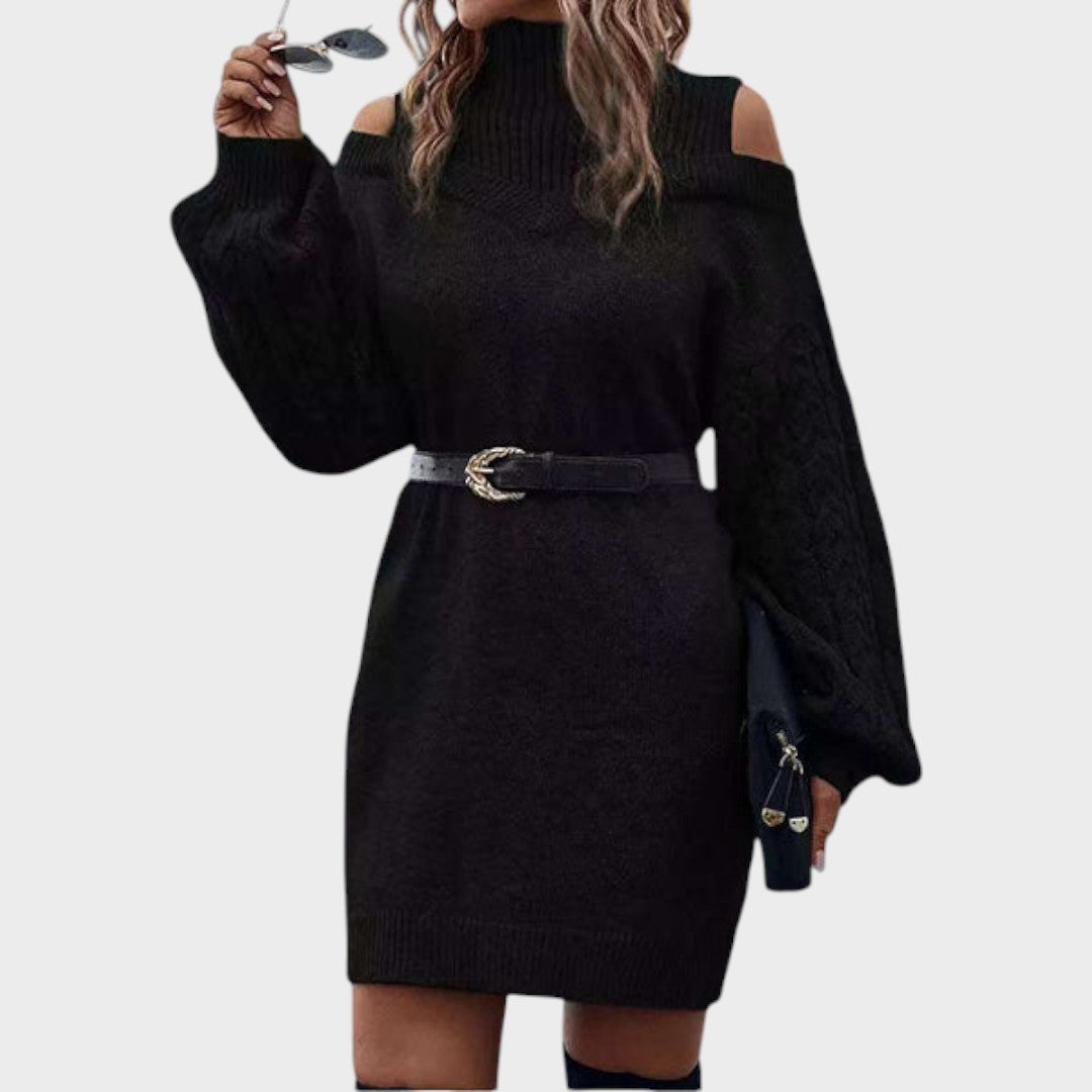 Ninia | Sweater Dress with Fashion and Open Shoulders
