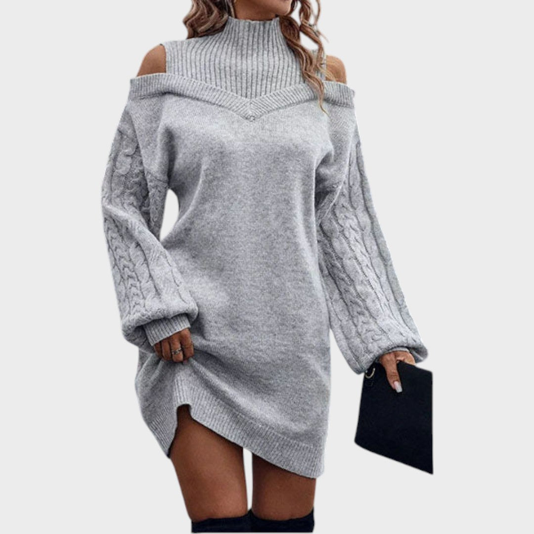 Ninia | Sweater Dress with Fashion and Open Shoulders