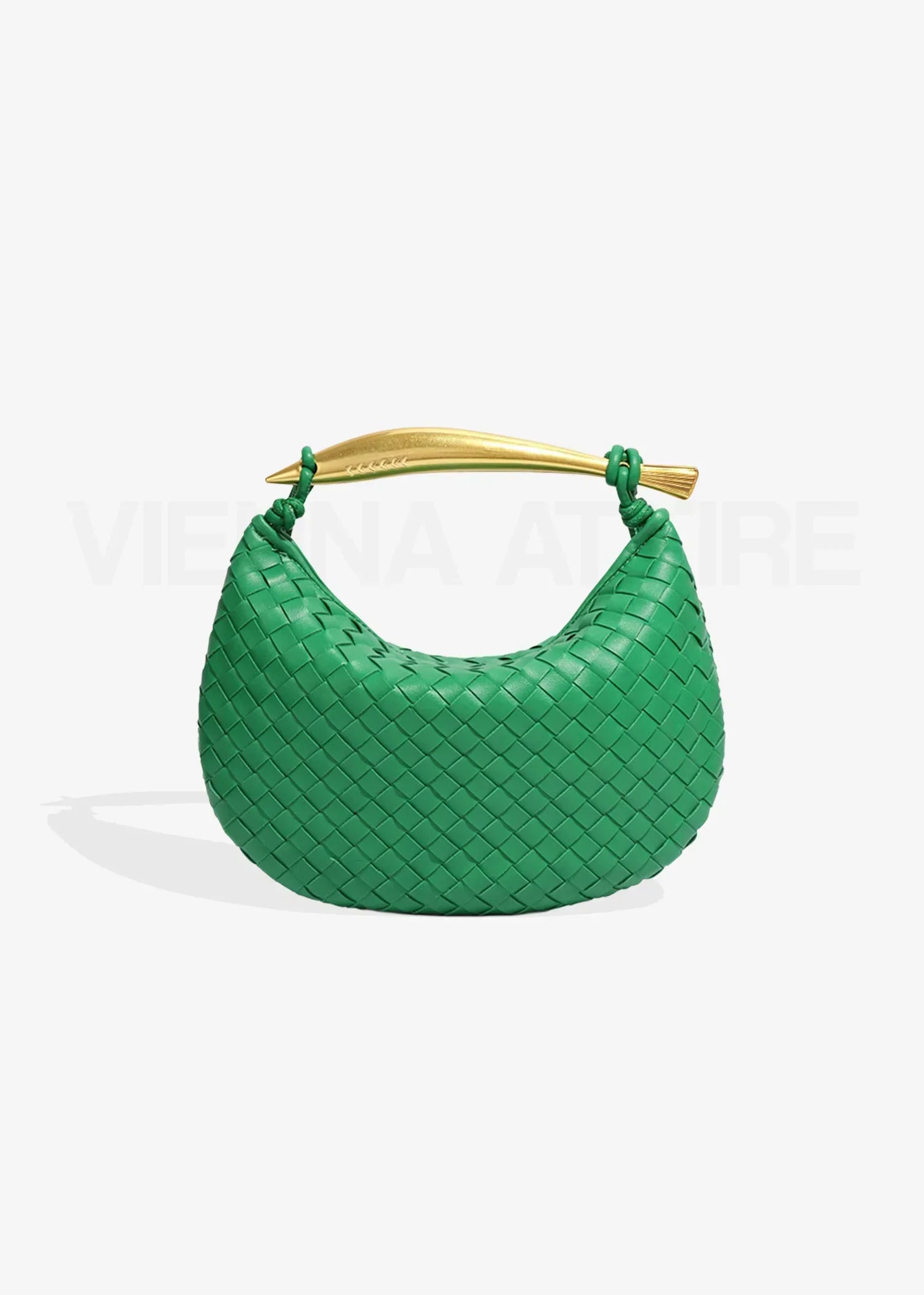 Alexandra – Woven Pattern Bag with Gold Handle